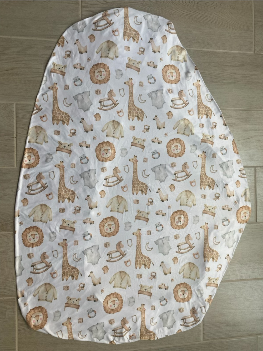 Neutral Safari Print toddler mattress bottom sheet/crib sheet 28” x 52”